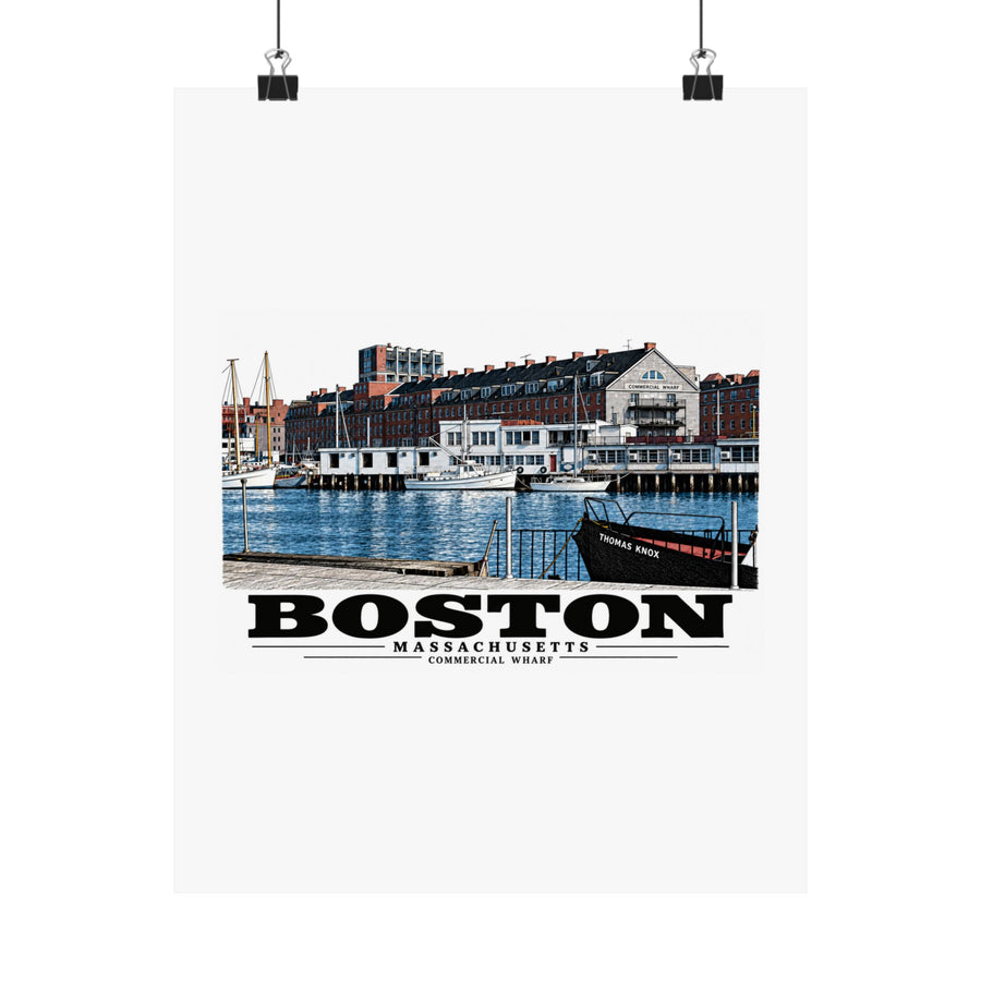 Commercial Wharf from Long Wharf Matte Heritage Poster — 11 × 14 and 18 × 24 in - Boston Harbor