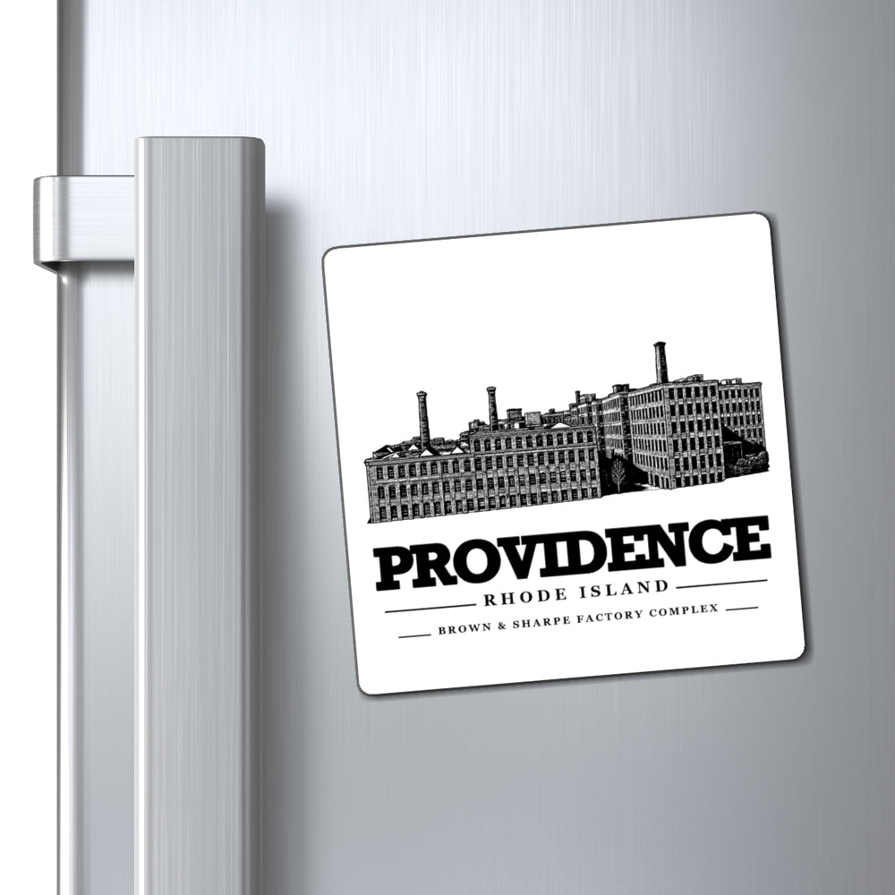 Providence Brown & Sharpe Factory Complex magnet displayed on a refrigerator
