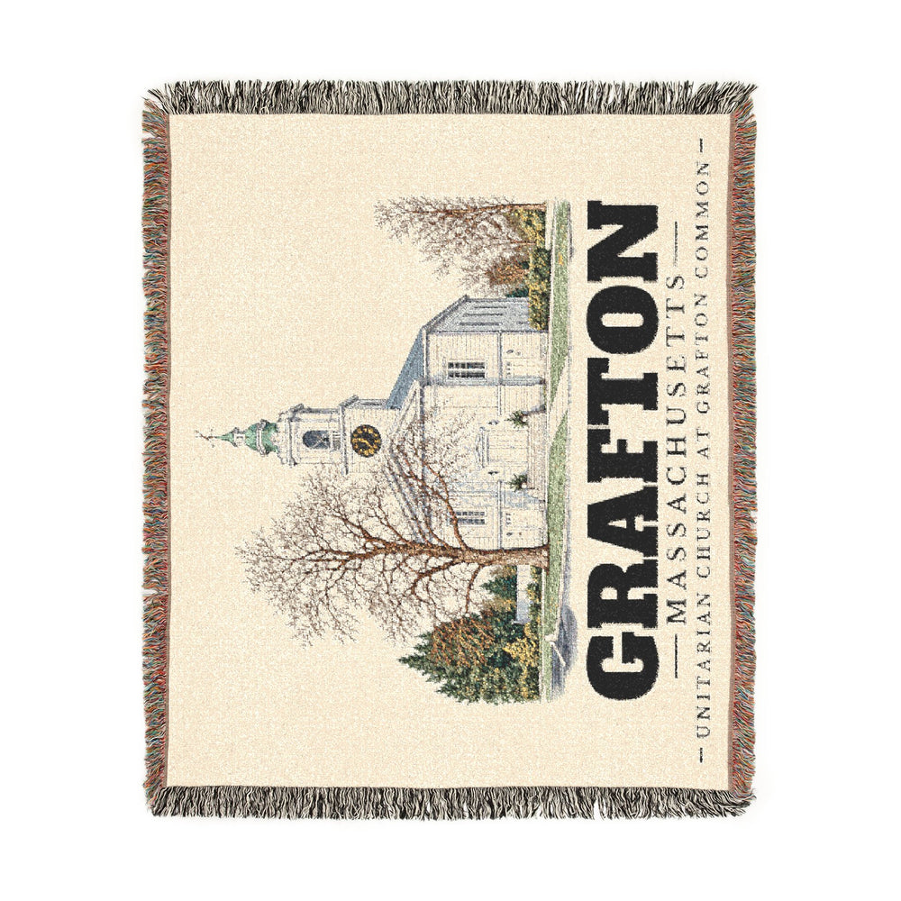 Unitarian Church at Grafton Common — Grafton, Massachusetts woven blanket, product view 2