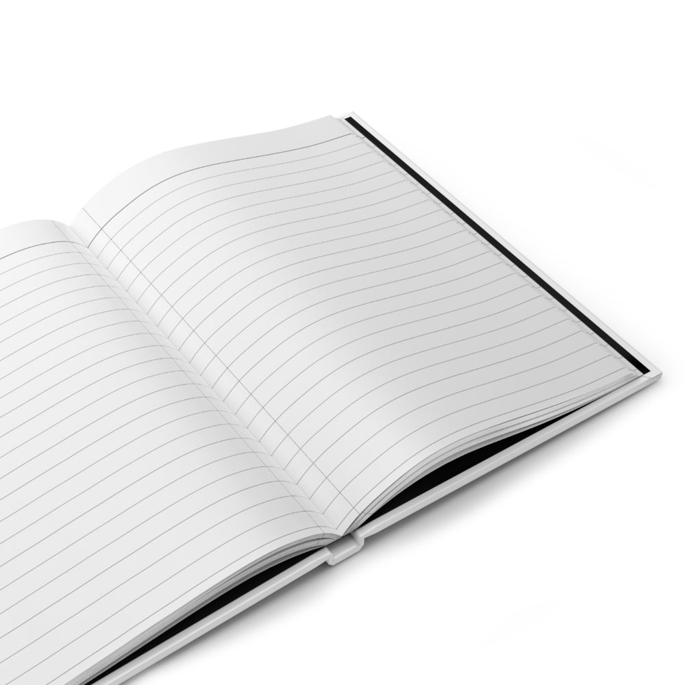 Lined interior pages of State Hospital matte hardcover journal with ribbon bookmark.