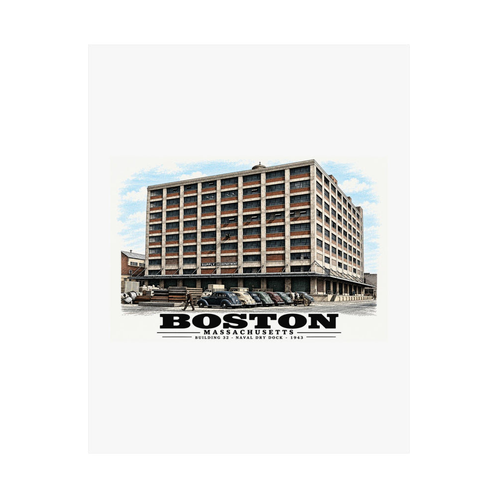 Building #32 US Naval Dry Dock, South Boston, Completed 3/1943 Matte Heritage Poster — 11 × 14 and 18 × 24 in - Boston Harbor