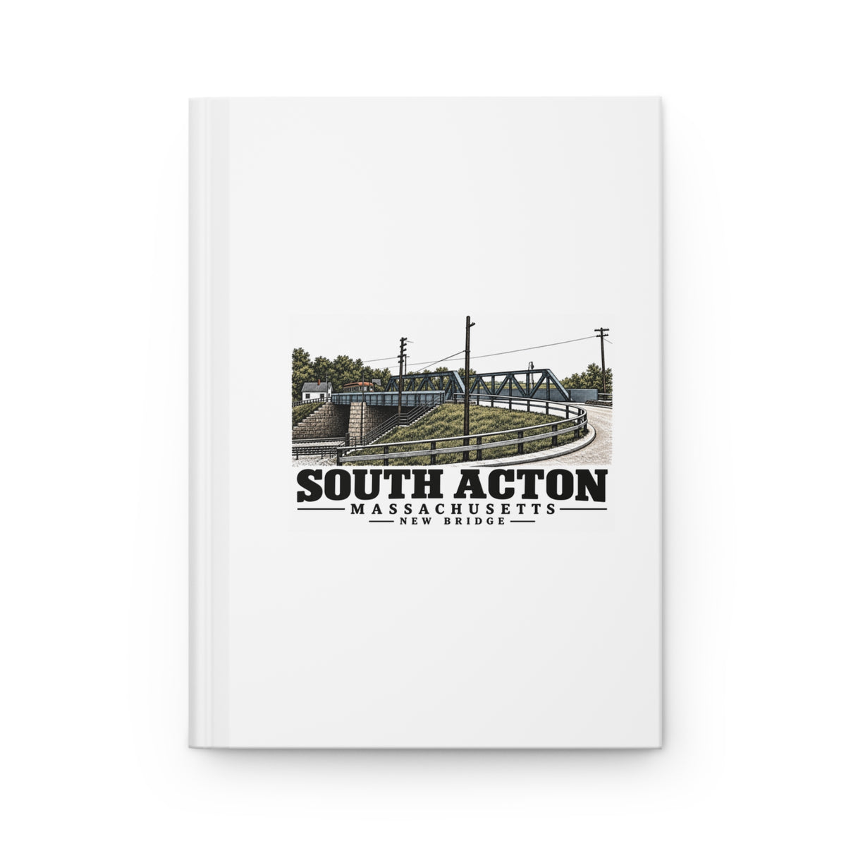 Illustrated New Bridge in Acton on matte hardcover journal
