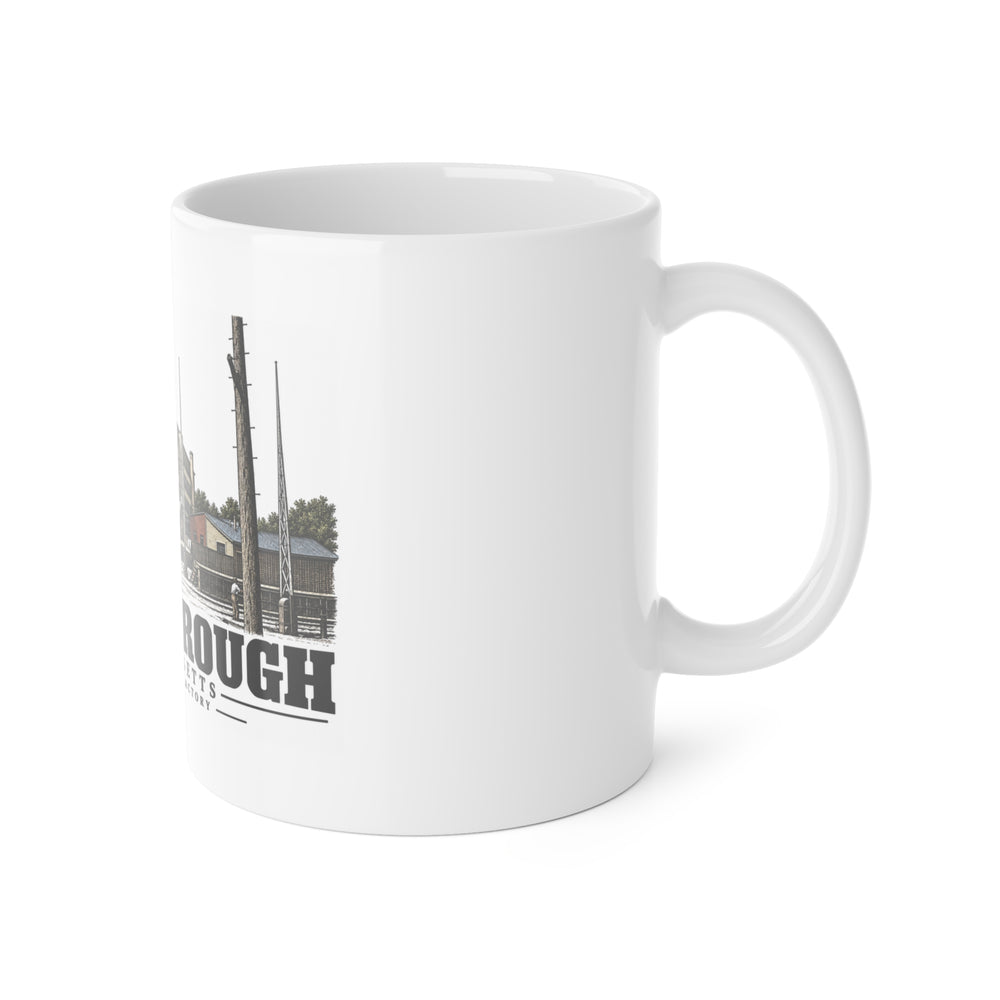Illustrated Douglass Shoe Factory in Marlborough on ceramic mug