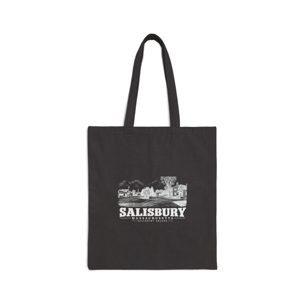Salisbury Square with Exeter-signed streetcar Natural + Black Heavy Canvas Tote - Merrimack Valley Goods