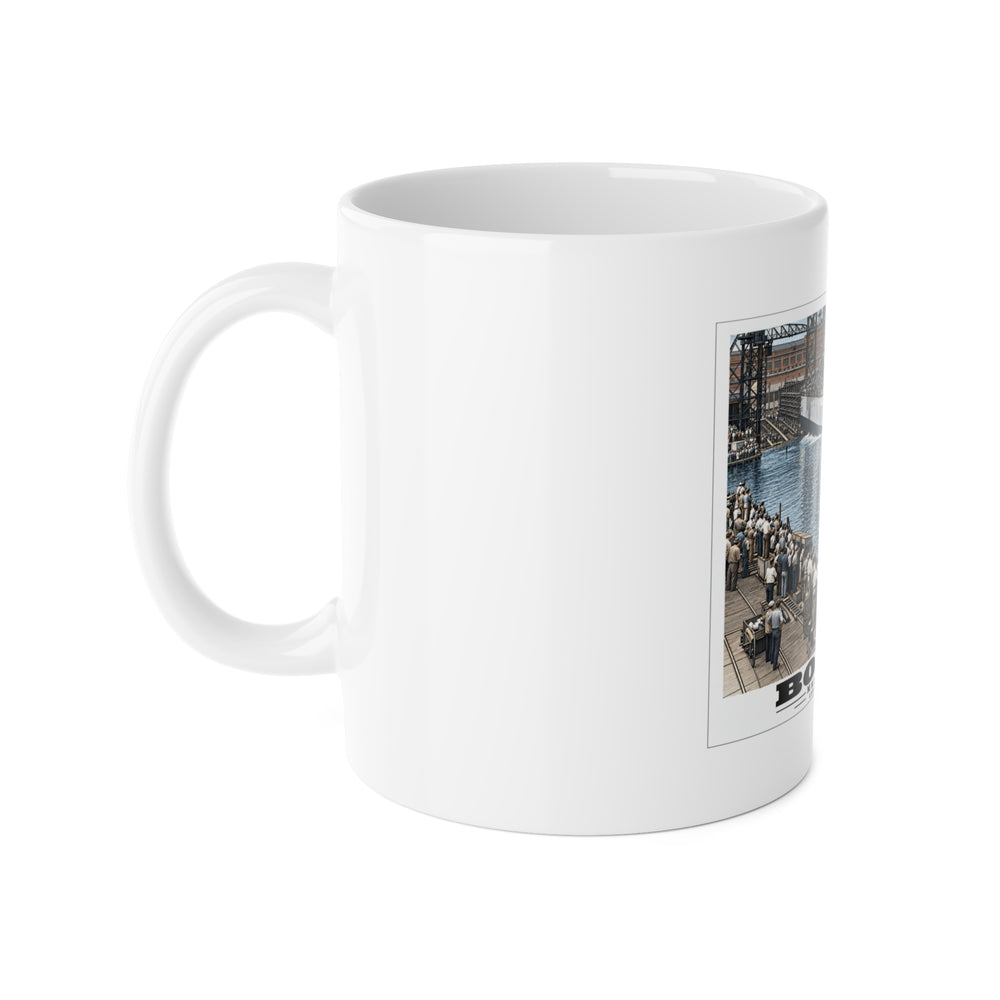 Illustrated LST-301 at Boston Navy Yard in Charlestown on ceramic mug
