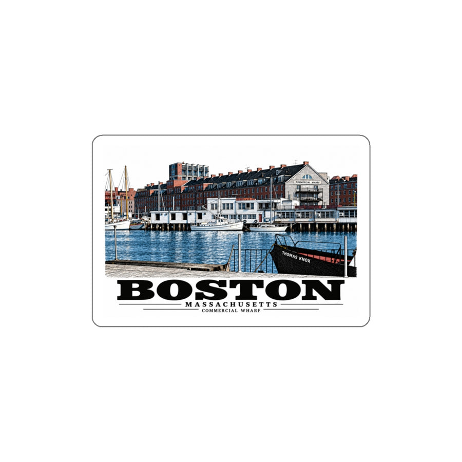 Commercial Wharf from Long Wharf 4 in White Die-Cut Sticker - Boston Harbor