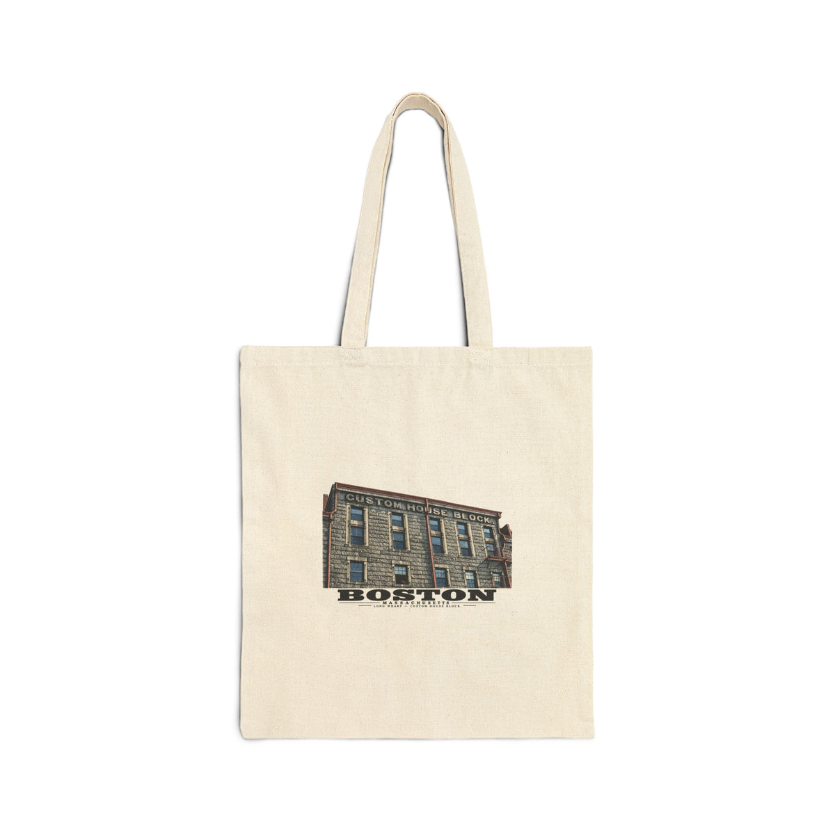 Long Wharf Custom House Block Natural Heavy Canvas Tote - Boston Harbor