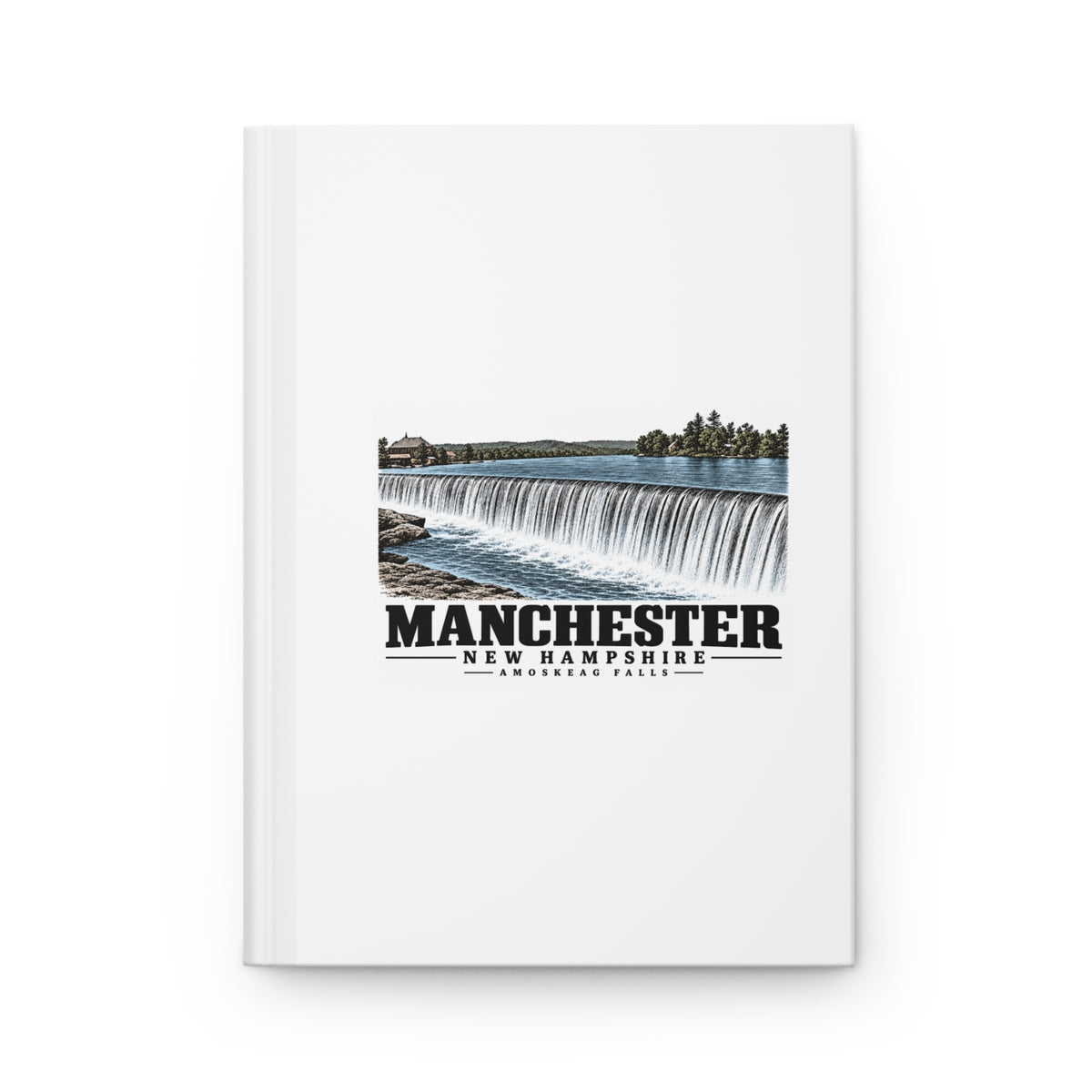 Manchester Amoskeag Falls and dam, published 1910 Matte Hardcover Journal - Merrimack Valley Goods