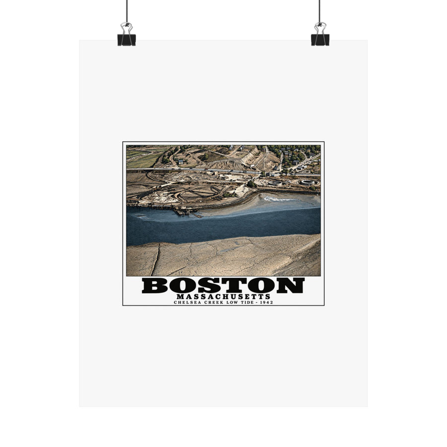 Shoreline, Chelsea Creek, East Boston, MA, Low Tide, Oil Storage Matte Heritage Poster — 11 × 14 and 18 × 24 in - Boston Harbor