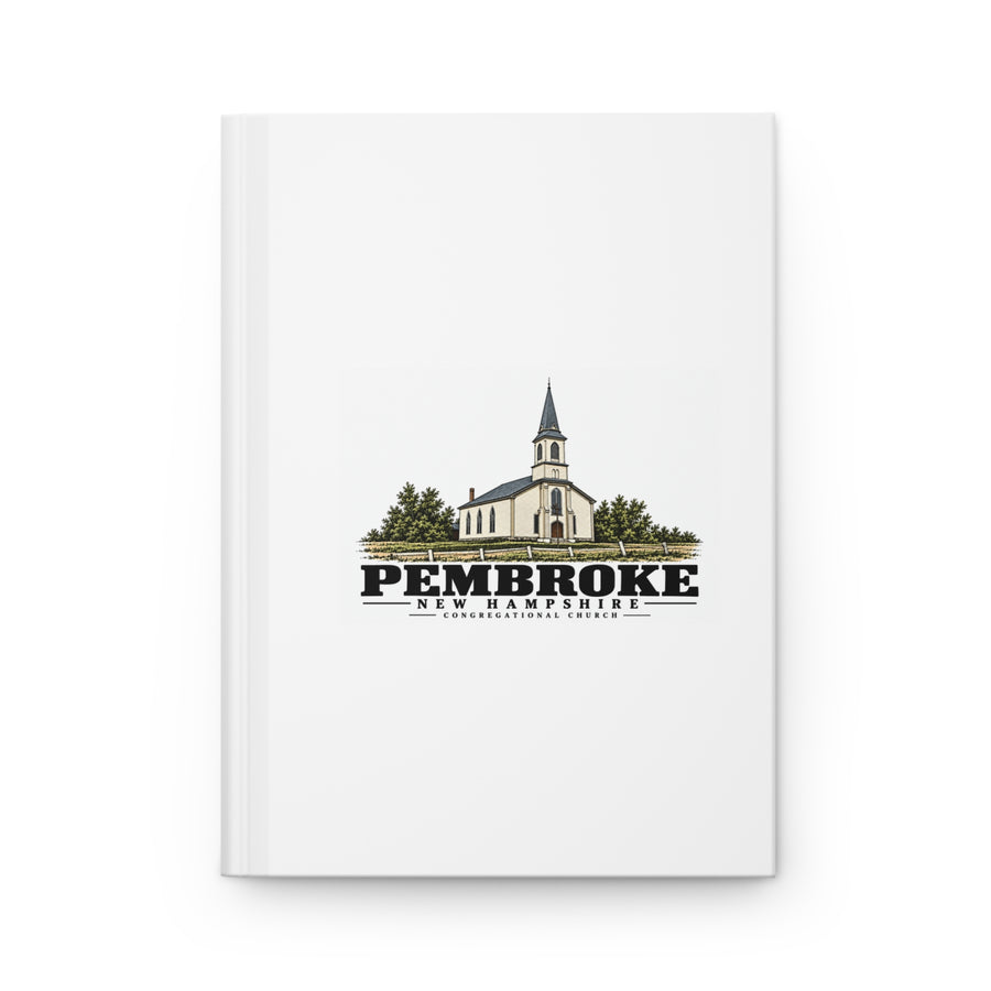 Front cover of Congregational Church matte hardcover journal, with Pembroke, New Hampshire artwork and lettering.