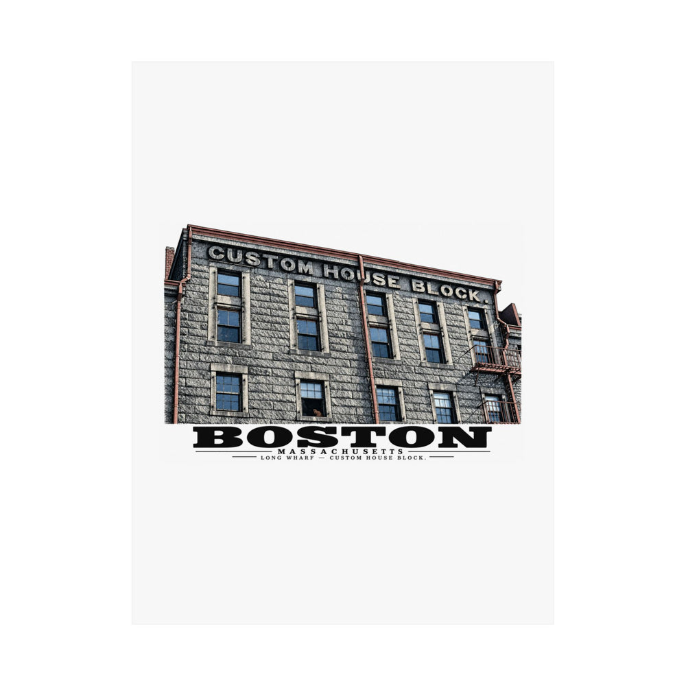 Long Wharf Custom House Block Matte Heritage Poster — 11 × 14 and 18 × 24 in - Boston Harbor