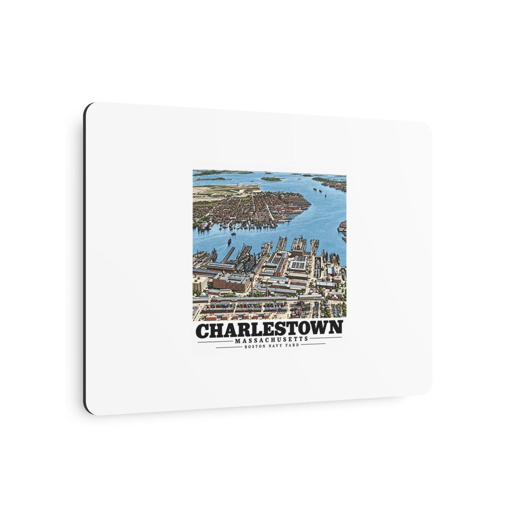 Illustrated Charlestown Navy Yard from the Harbor in Charlestown on metal art sign