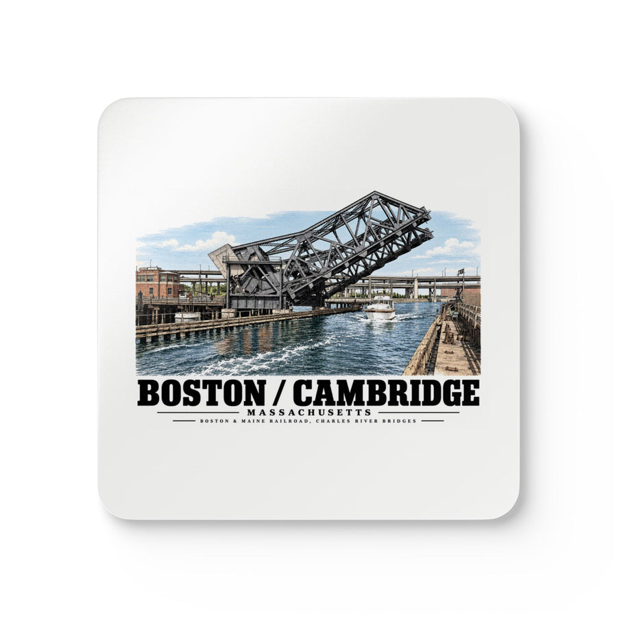2.  GENERAL VIEW SHOWING BRIDGE IN OPEN POSITION - Boston & Maine Railroad, Charles River Bridges, Charles River, North Station vicinity, Boston, Suffolk County, MA Cork Back Coaster Set - Charles...