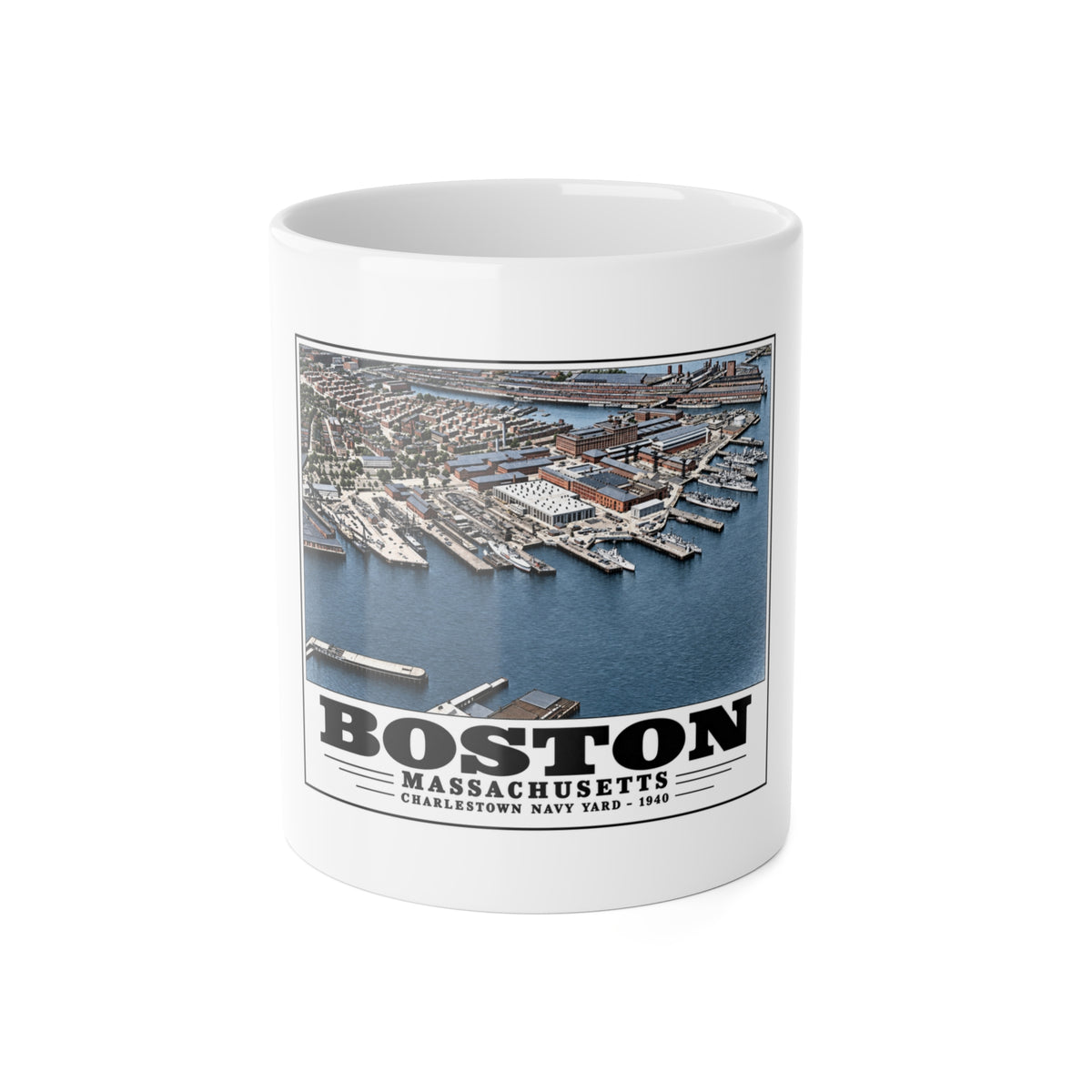 Illustrated Charlestown Navy Yard, June 1940 in Charlestown on ceramic mug