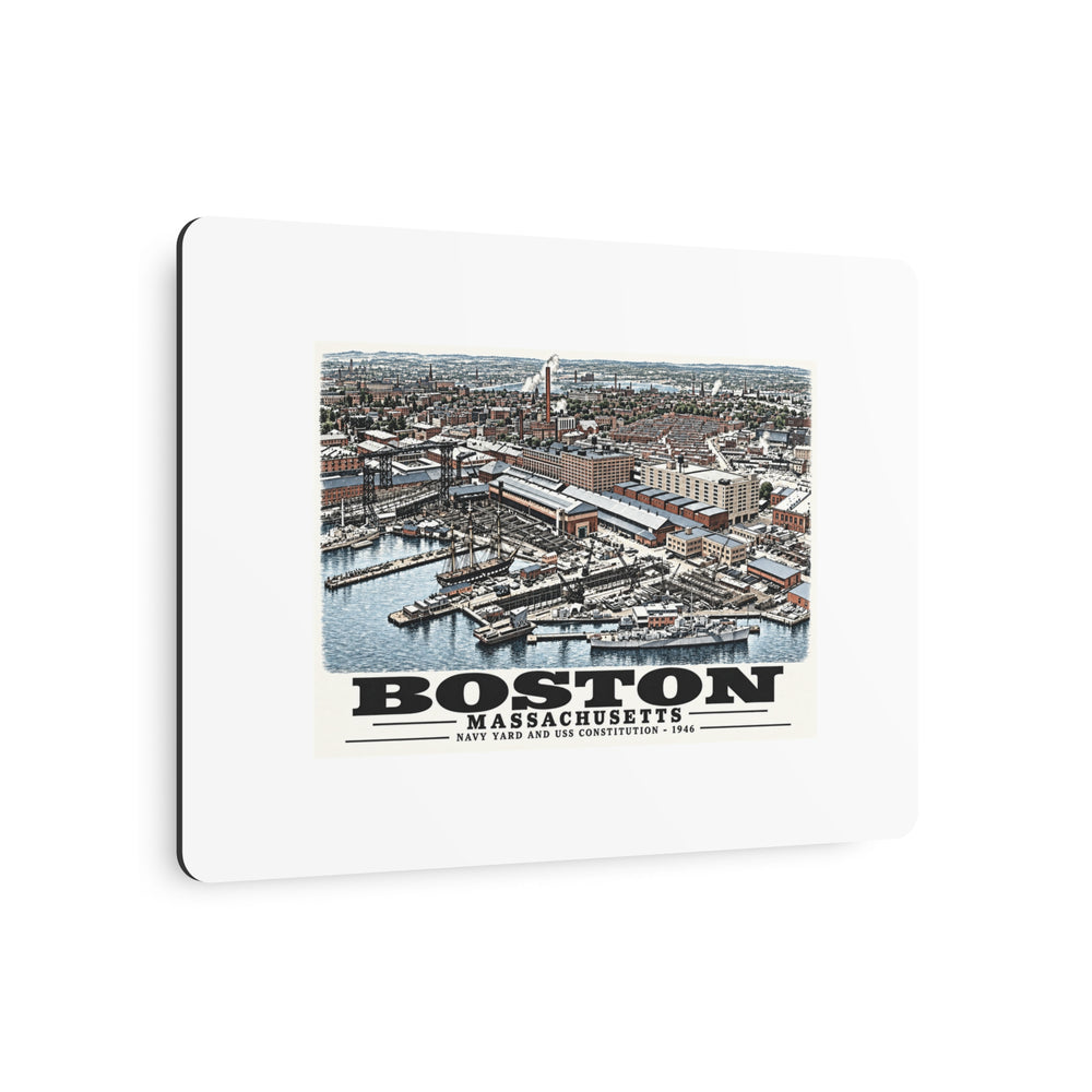 Illustrated Dry Dock 5 and Constitution Pier in Charlestown on metal art sign