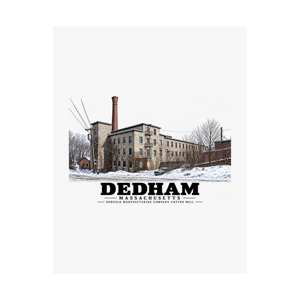 Illustrated Norfolk Manufacturing Company Cotton Mill in Dedham on unframed matte poster