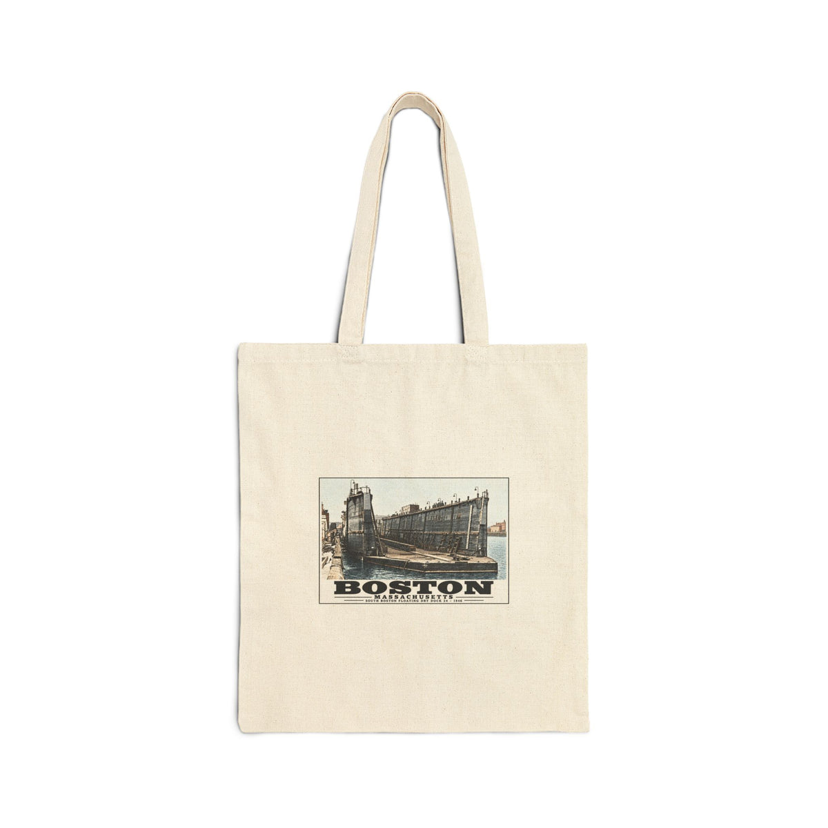 Floating dry dock #24 US Naval Dry Dock, South Boston Natural Heavy Canvas Tote - Boston Harbor