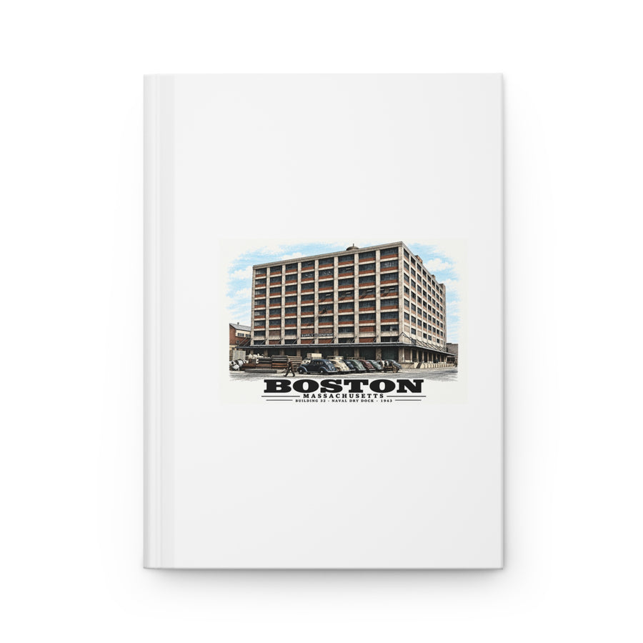 Building #32 US Naval Dry Dock, South Boston, Completed 3/1943 Matte Hardcover Journal - Boston Harbor