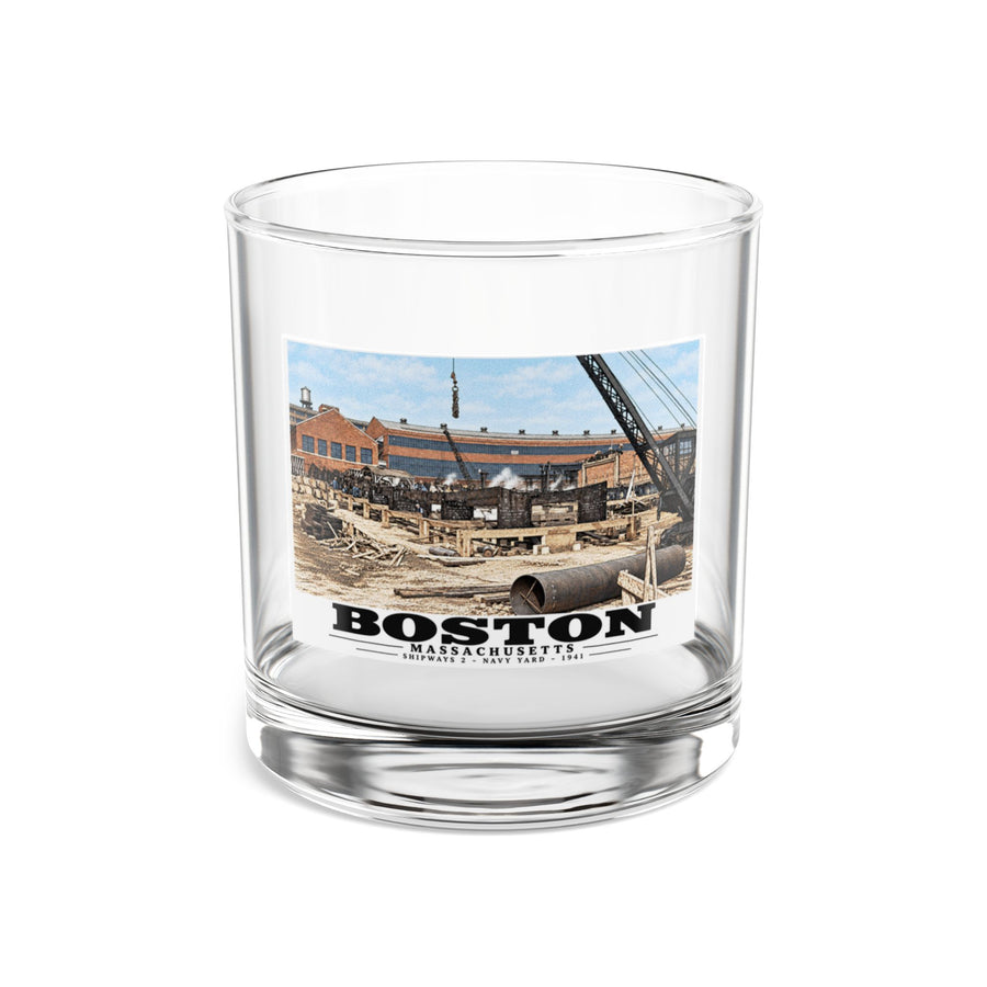 Shipways #2 Start of construction Completed 9/1941 10 oz Rocks Glass - Boston Harbor