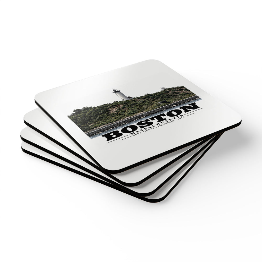 Long Island Lighthouse Cork Back Coaster Set - Boston Harbor