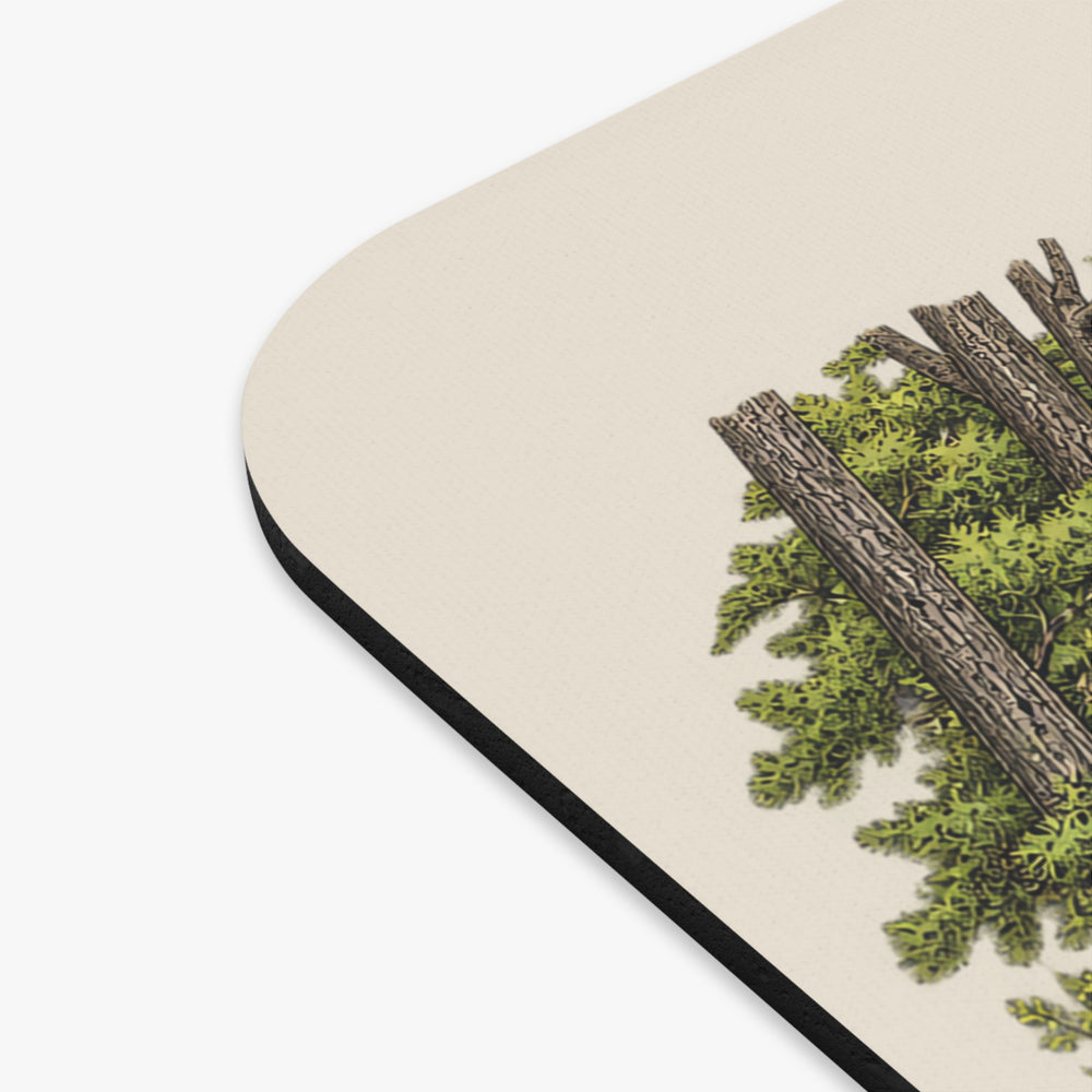 Uxbridge Rice City Pond Bridge mouse pad mockup showing the full illustrated print