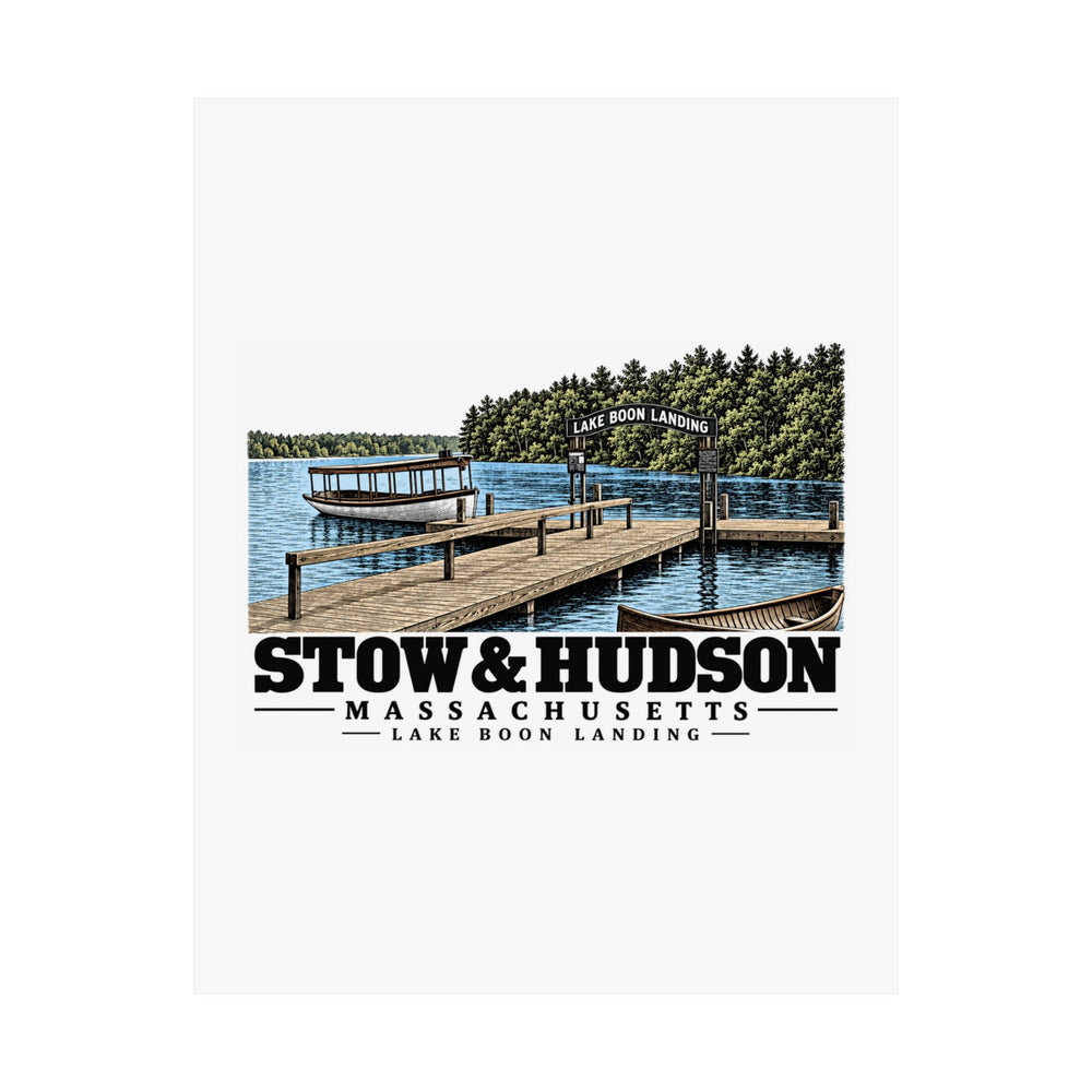 Illustrated Lake Boon Landing in Stow and Hudson on unframed matte poster
