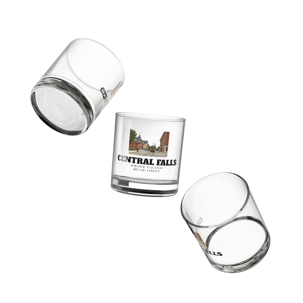 Angled view of Central Falls Broad Street 10 oz Rocks Glass