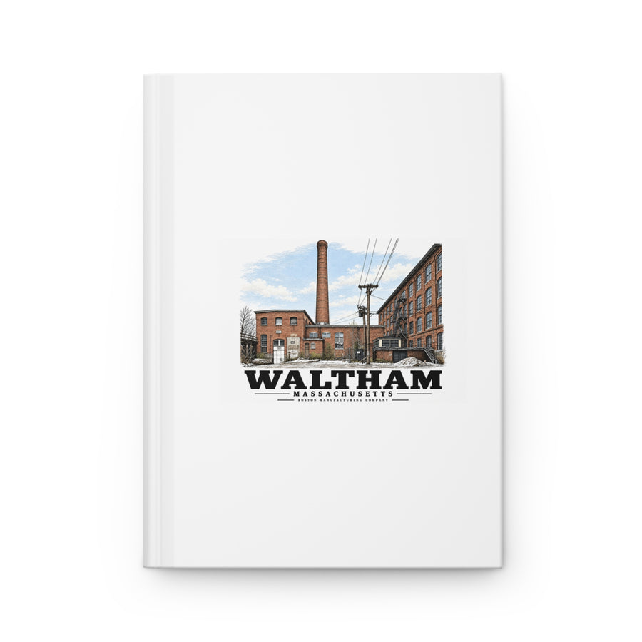 Illustrated Boston Manufacturing Company in Waltham on matte hardcover journal