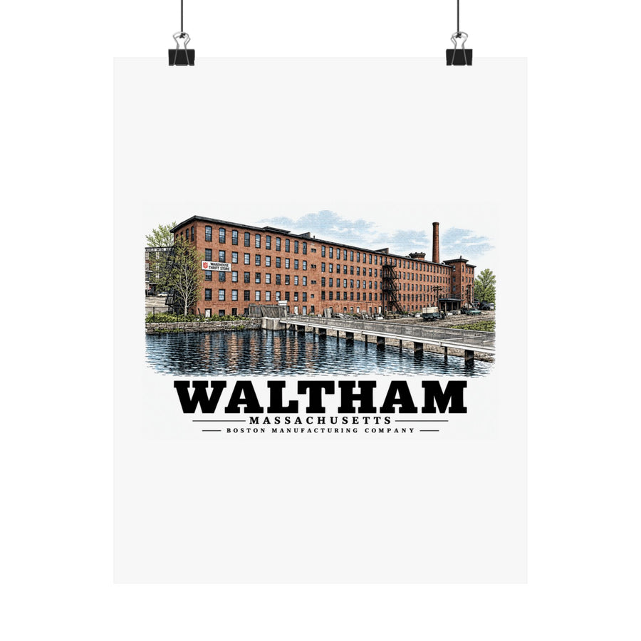 Illustrated Boston Manufacturing Company in Waltham on unframed matte poster