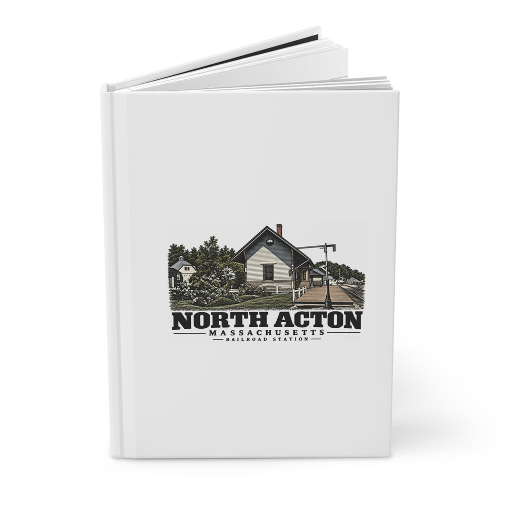 Illustrated North Acton Railroad Station in Acton on matte hardcover journal