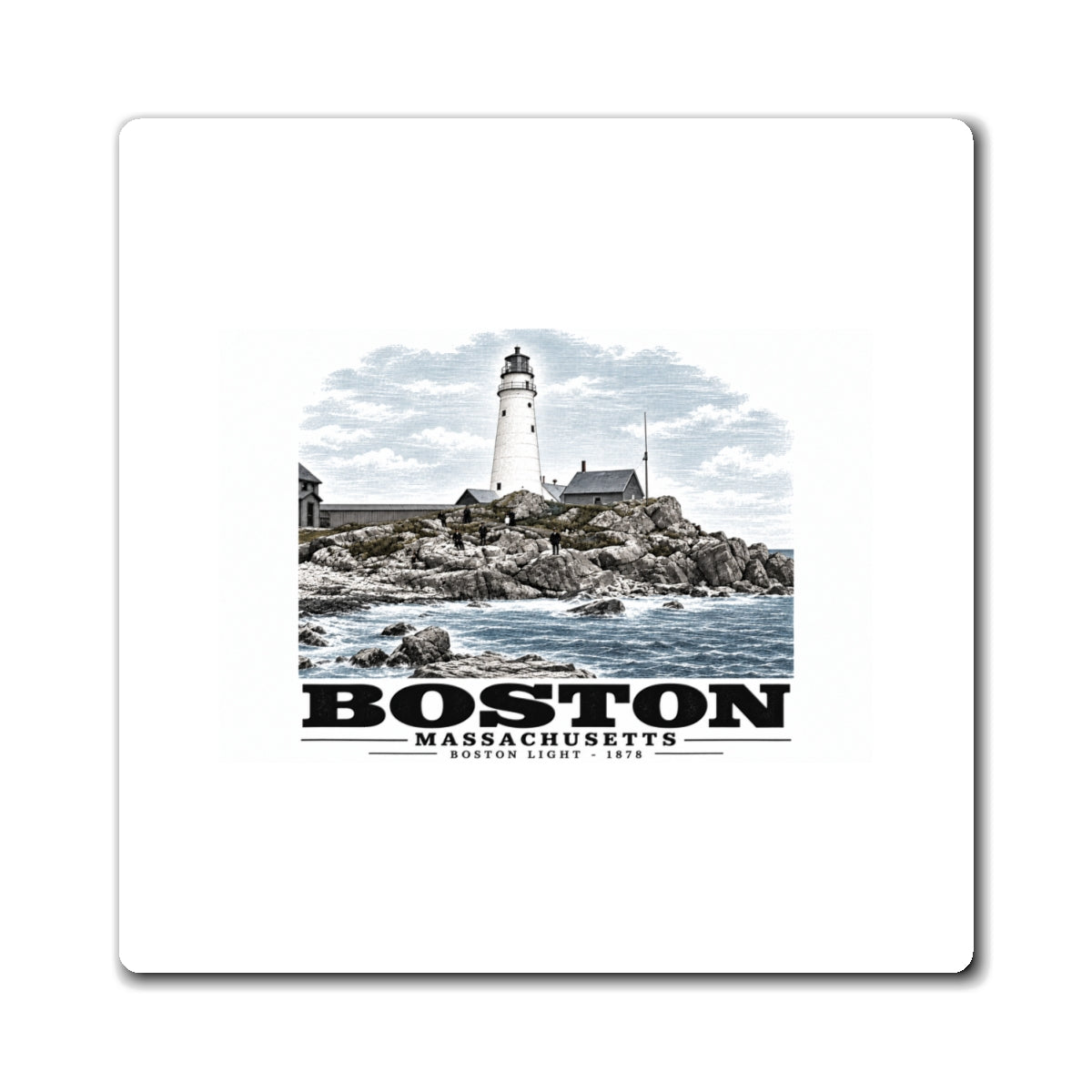 Boston Light, Boston Harbor, Mass. 4 in Magnet - Boston Harbor