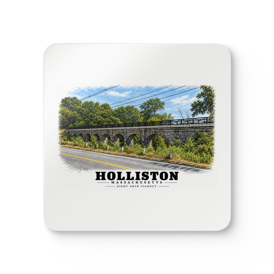 Eight Arch / Bogastow Brook Viaduct, Woodland Street, Upper Charles Rail Trail Cork Back Coaster Set - Charles River