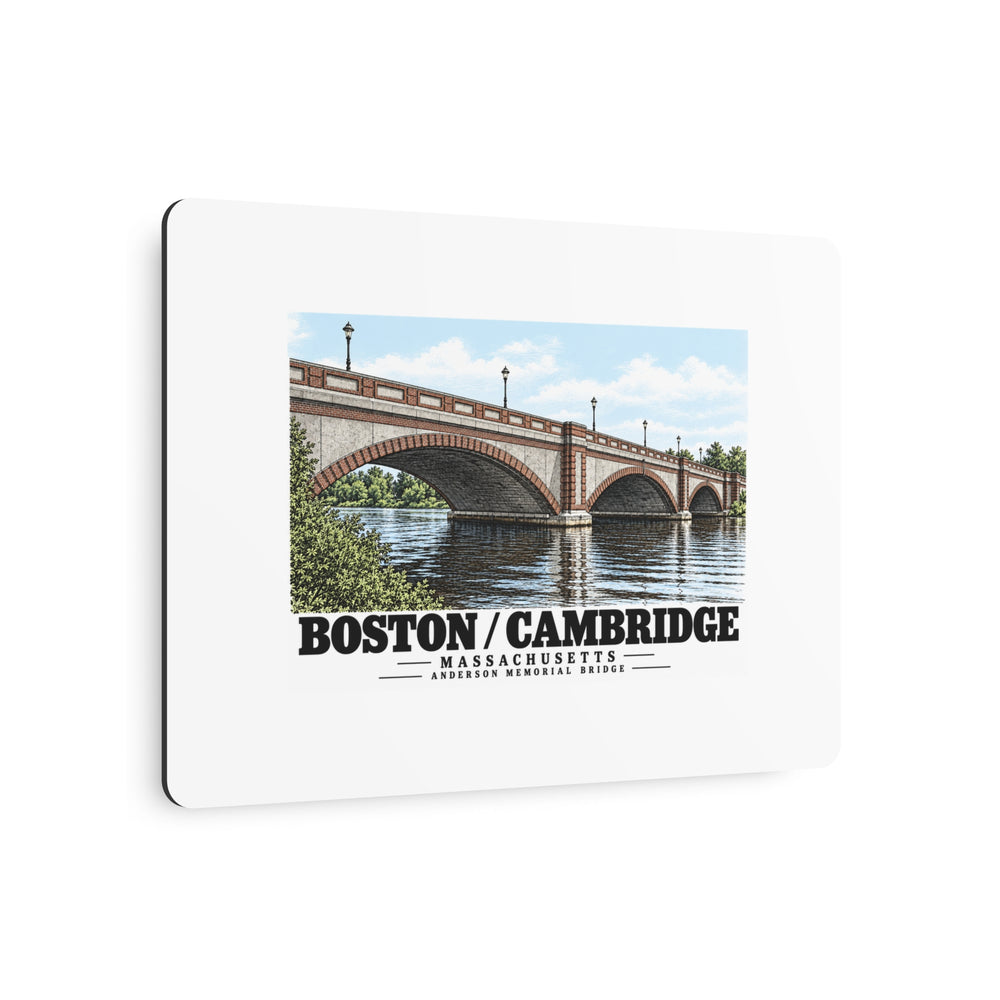 Angled view of Anderson Memorial Bridge close arch view metal print with its dark edge visible