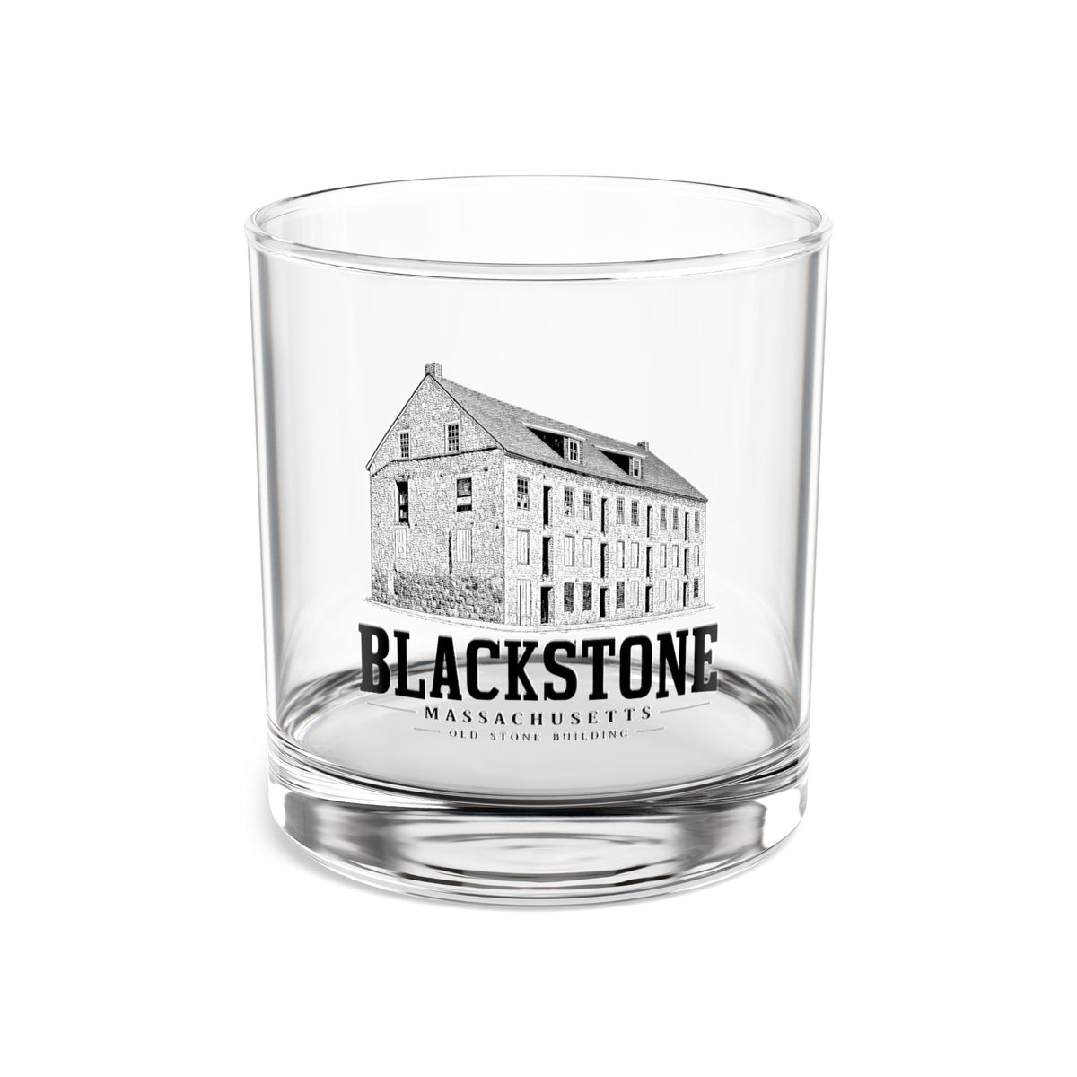 Blackstone Old Stone Building 10 oz Rocks Glass in Clear — front view