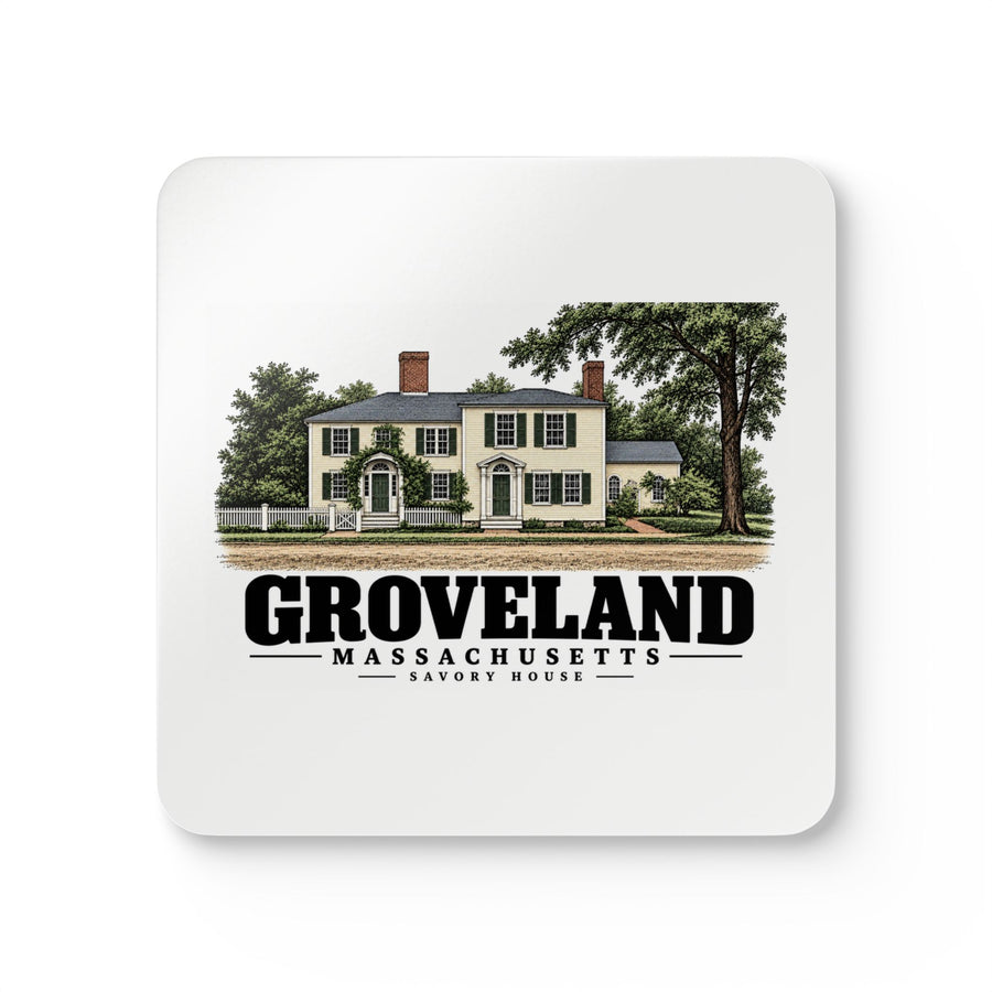 Groveland Savory House exterior, Groveland, Massachusetts Cork Back Coaster Set - Merrimack Valley Goods