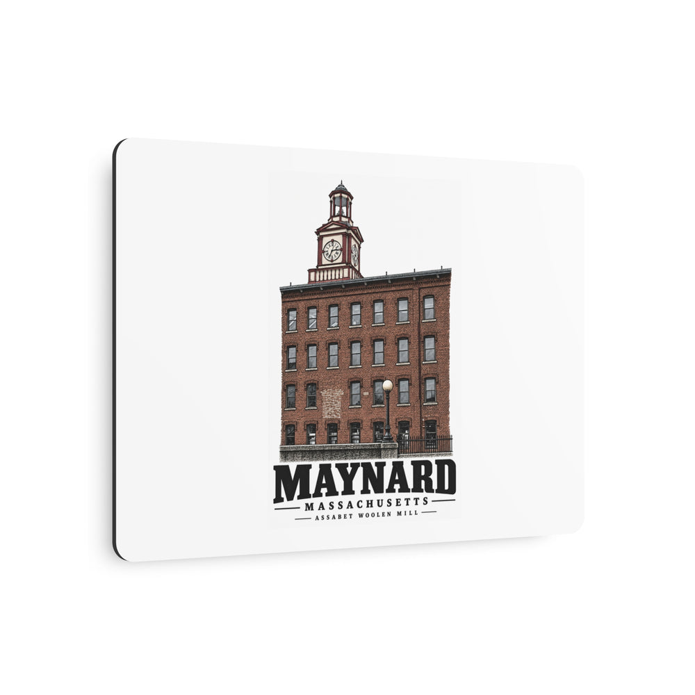 Illustrated Assabet Woolen Mill in Maynard on metal art sign