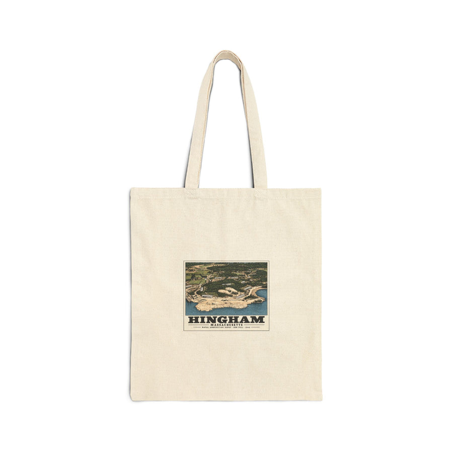 Construction progress New fill USNAD, Hingham, MA Natural Heavy Canvas Tote - Boston Harbor