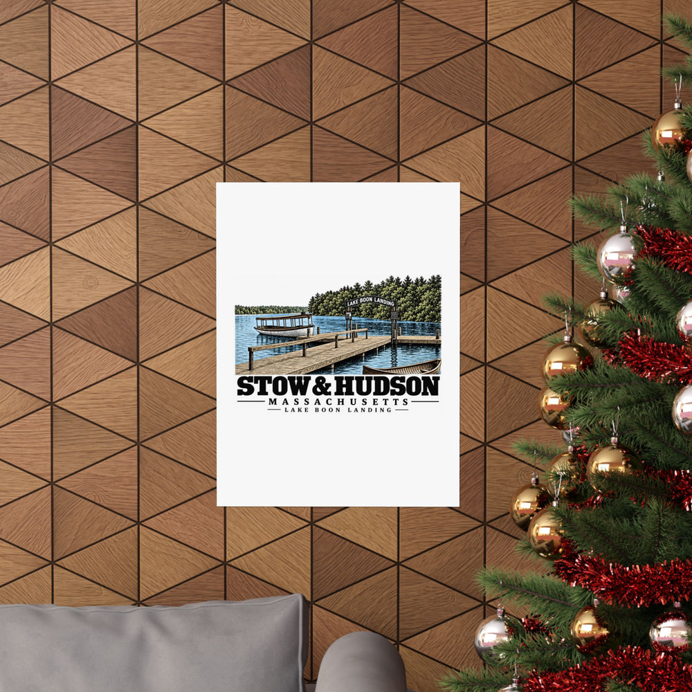 Illustrated Lake Boon Landing in Stow and Hudson on unframed matte poster