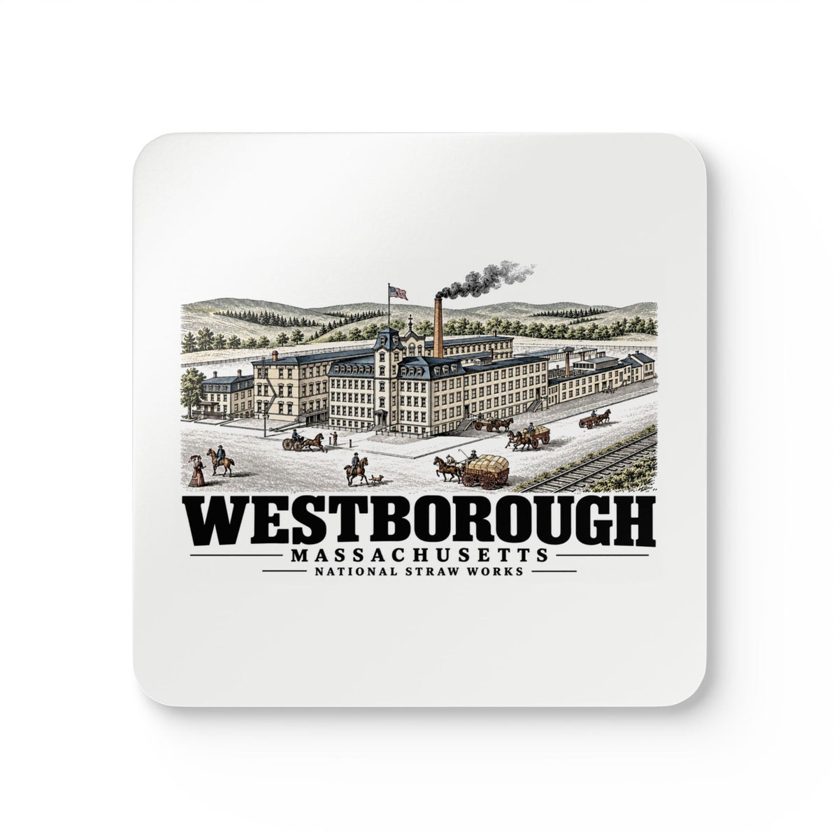 WESTBOROUGH National Straw Works Cork Back Coaster Set - Assabet Valley Goods