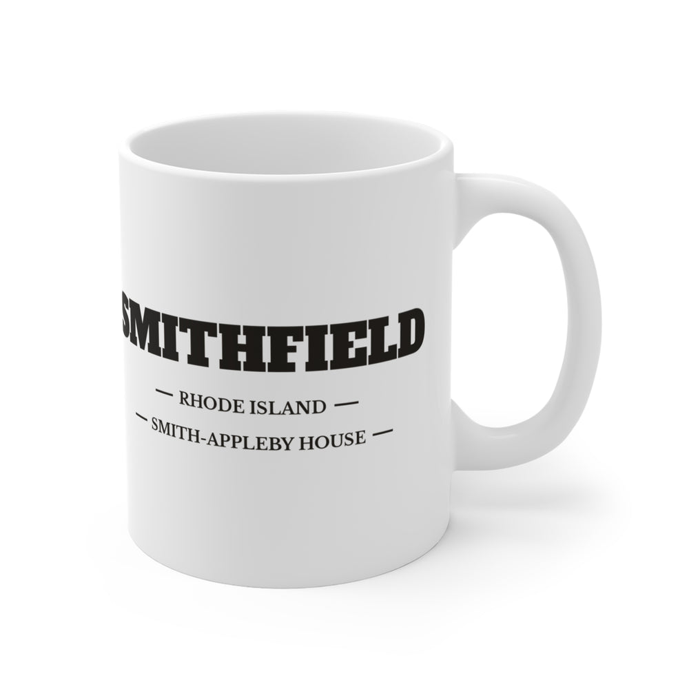Smithfield Smith-Appleby House 11 oz ceramic mug — lettering view, handle right — Familiar History
