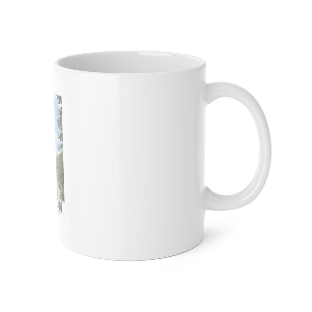 Illustrated Norumbega Tower in Weston on ceramic mug