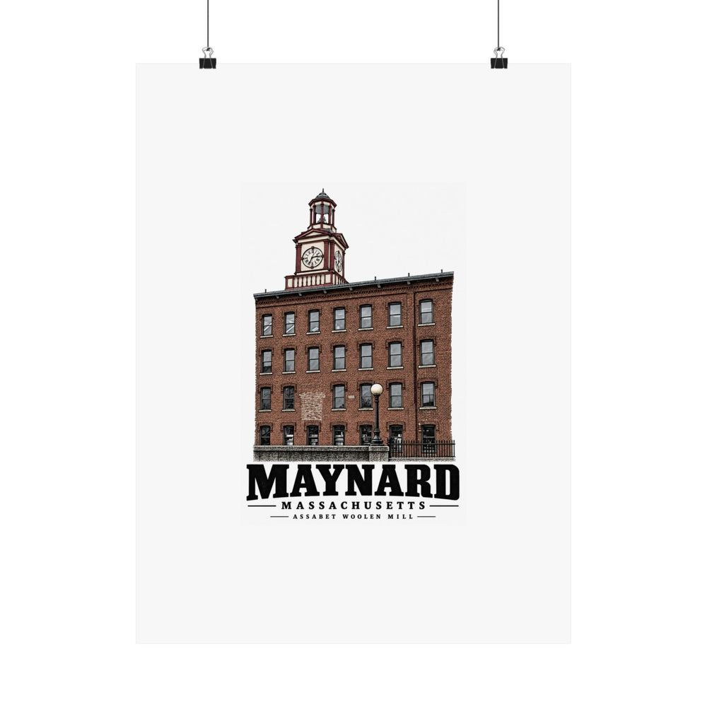 Illustrated Assabet Woolen Mill in Maynard on unframed matte poster