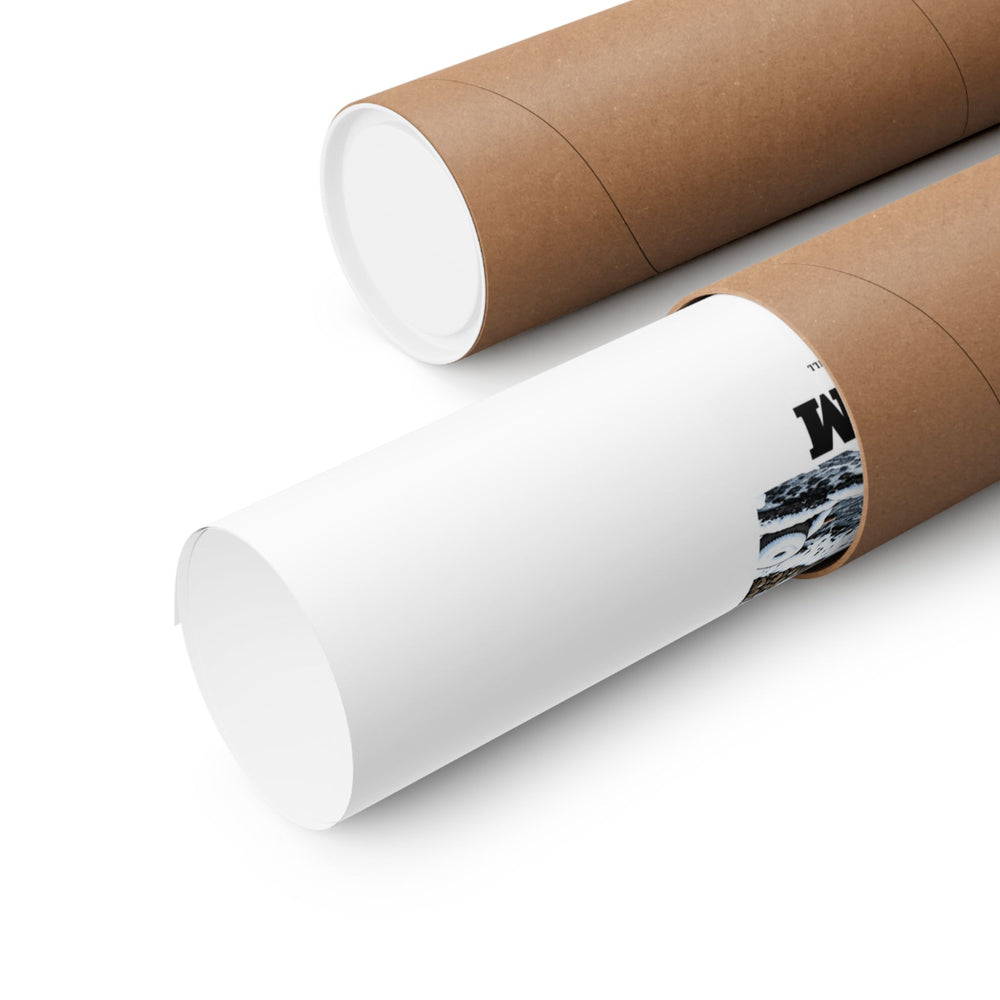 Rolled Dedham Norfolk Manufacturing Company Cotton Mill matte poster beside a cardboard shipping tube.