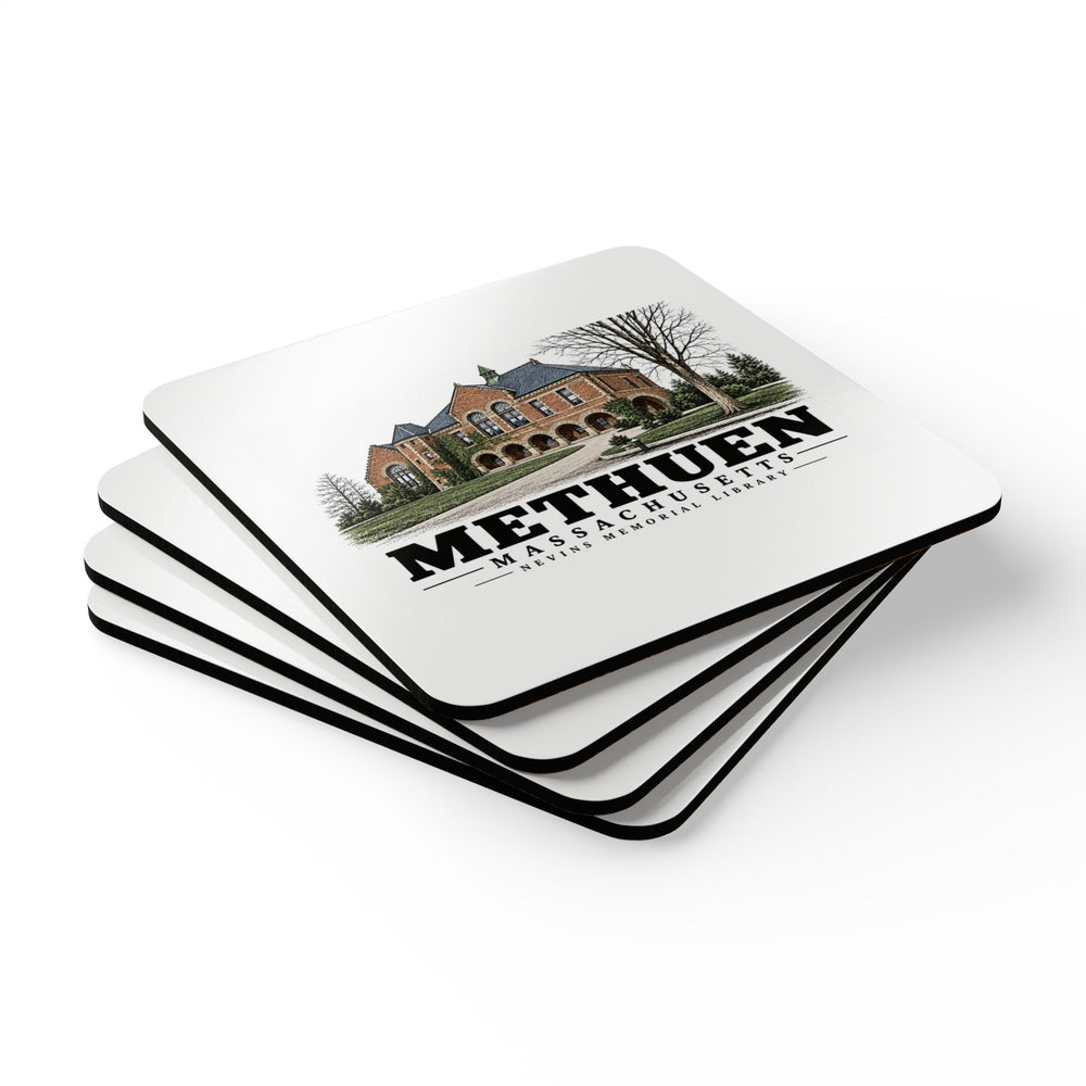 Methuen The Nevins Memorial Library, p.100 lower image Cork Back Coaster Set - Merrimack Valley Goods