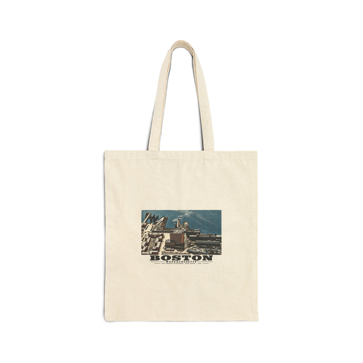 Maritime Coal Co., East Boston, MA -from North 1000 ft. Natural Heavy Canvas Tote - Boston Harbor