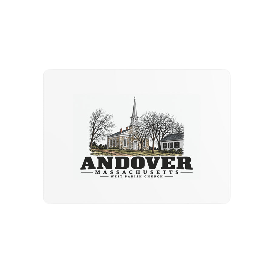 Andover West Parish Church exterior, frontispiece 7 x 5 in Horizontal Metal Wall Art - Merrimack Valley Goods