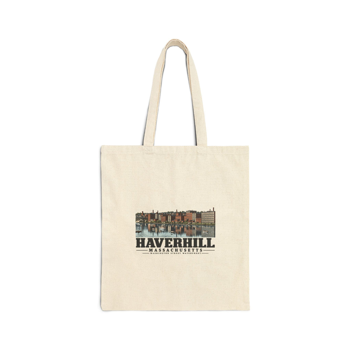Washington Street factory waterfront Natural + Black Heavy Canvas Tote - Merrimack Valley Goods