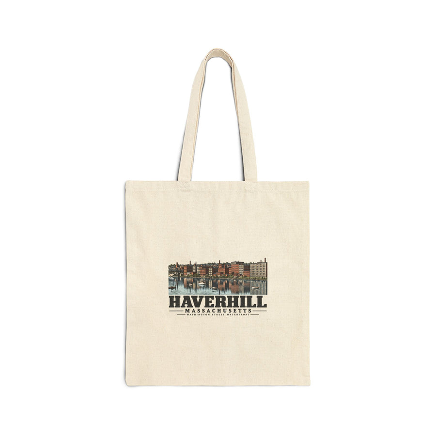 Washington Street factory waterfront Natural + Black Heavy Canvas Tote - Merrimack Valley Goods