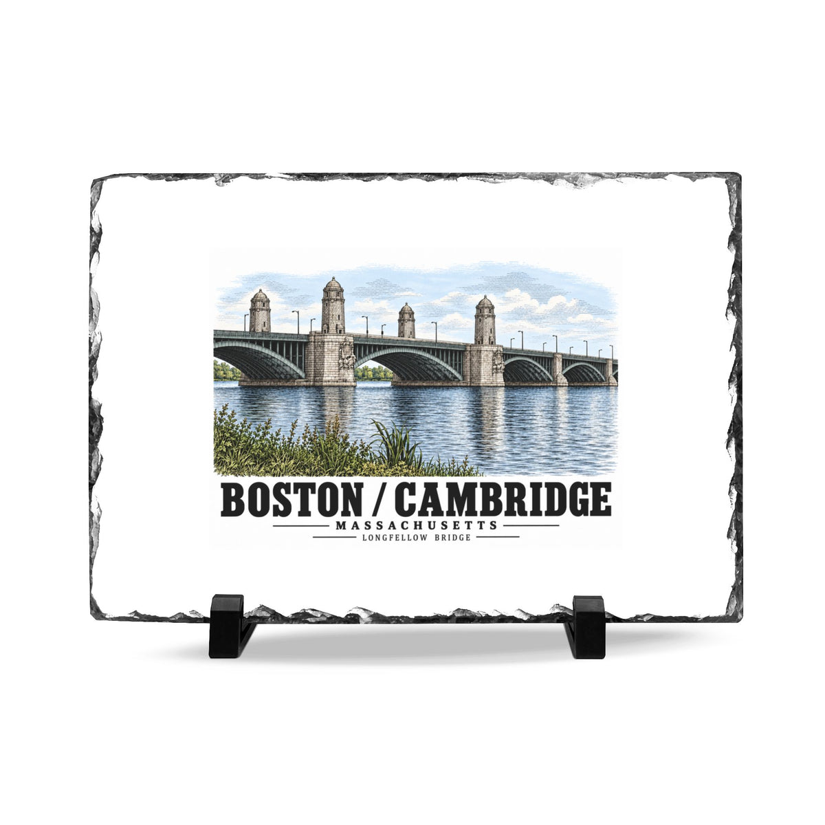 2.  View of the central span of the bridge showing the four towers marking the harbor entrance - Longfellow Bridge, Spanning Charles River at Main Street, Boston, Suffolk County, MA 7 × 11 in Slate...