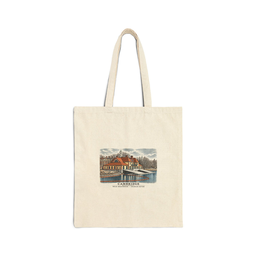Weld Boathouse, 971 Memorial Drive, beside Anderson Bridge Natural Heavy Canvas Tote - Charles River